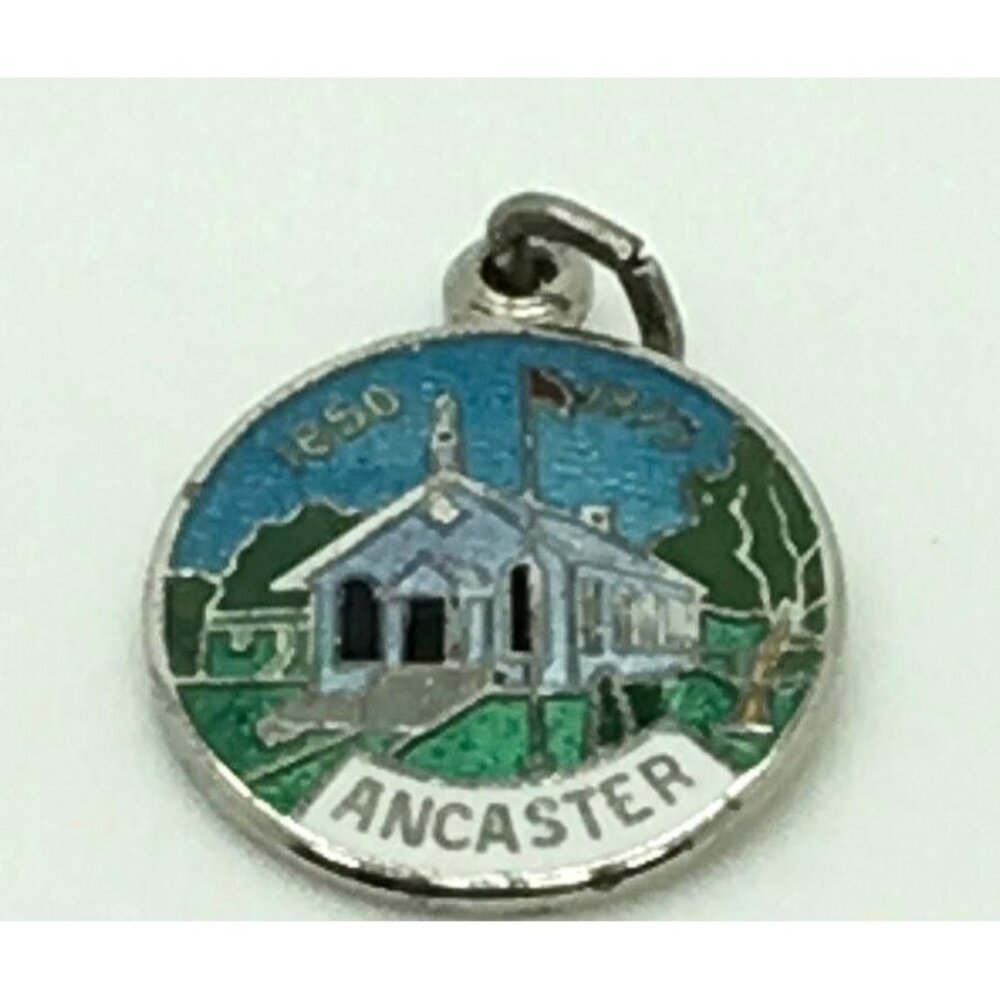 Ancaster Townhall 1850- 1975 Enamel Charm Hamilton Ontario Canada Travel Charm